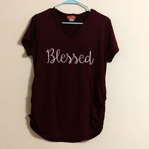 Ragdoll Maternity Blessed V-Neck Graphic Tee